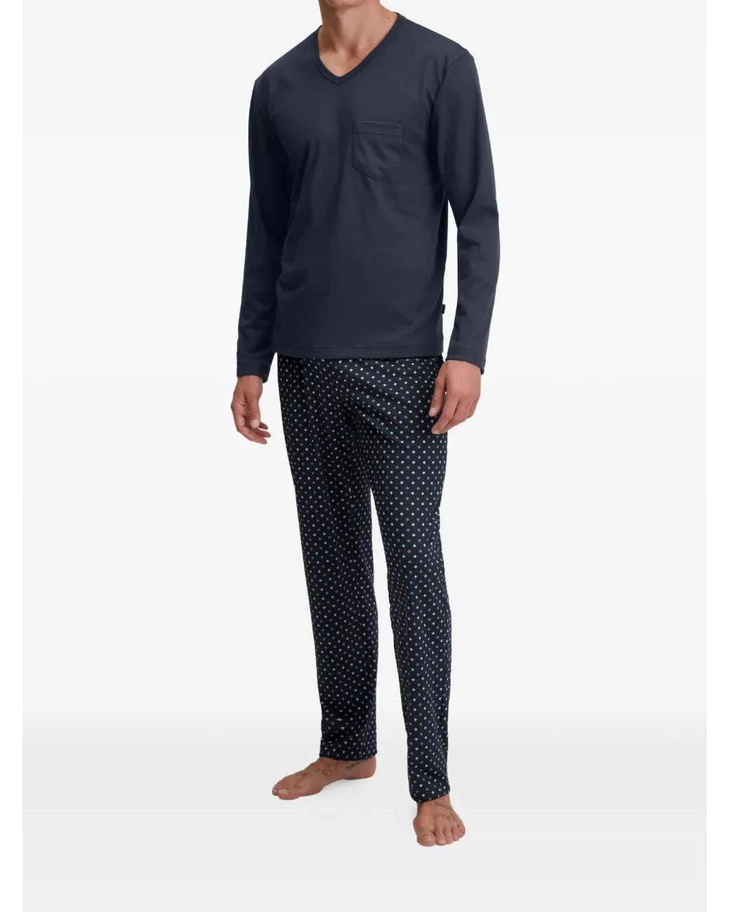 Calida Blue Pocket Printed Pyjama Set for men