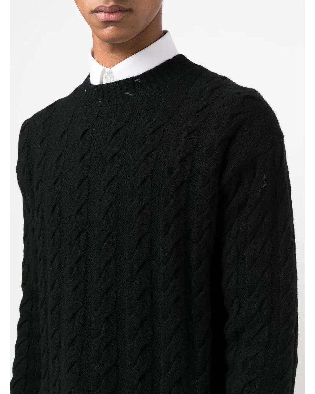 Laneus Pullover Mit Zopfmuster in Black für Herren