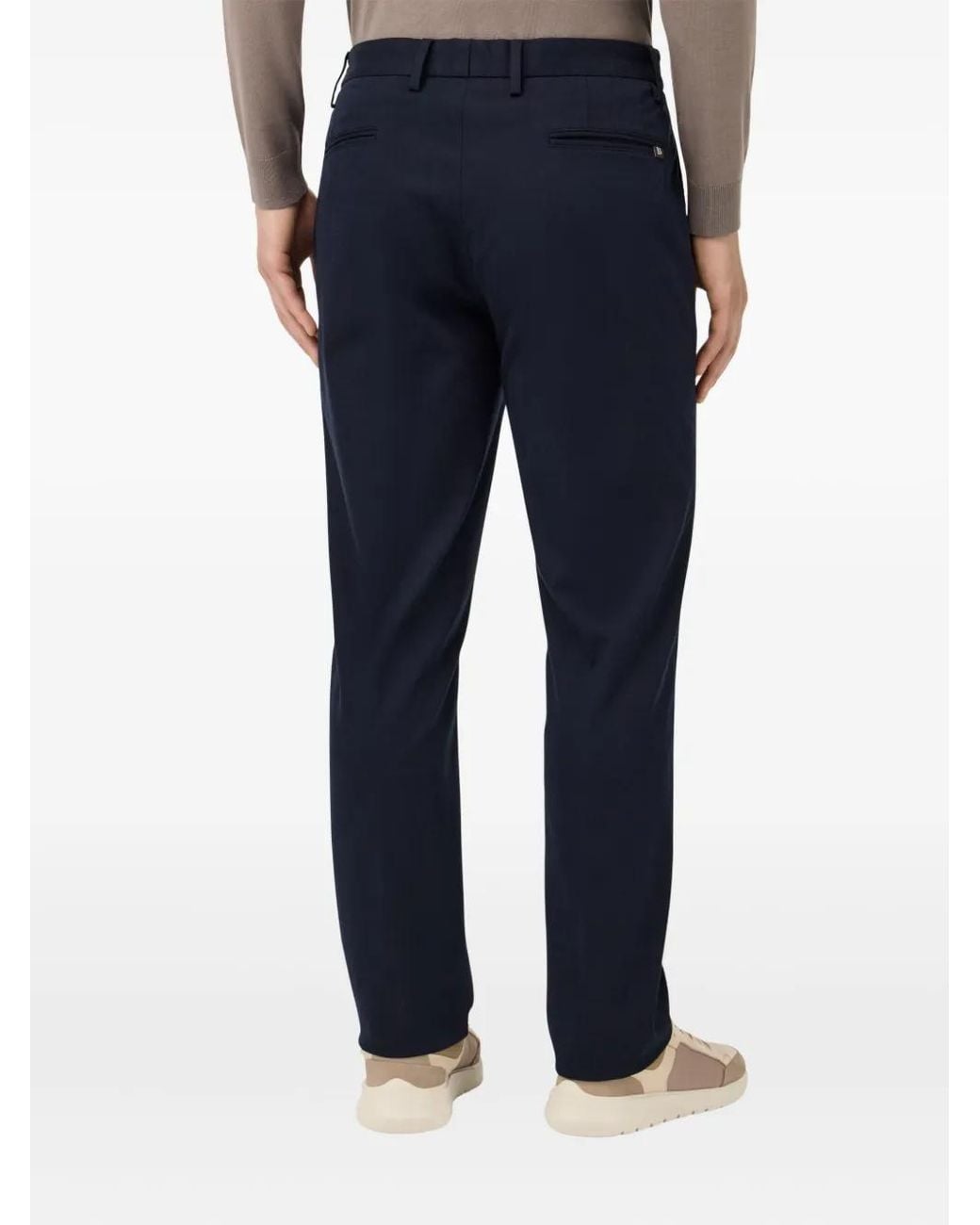 Boggi Blue Stretch Cotton Trousers for men