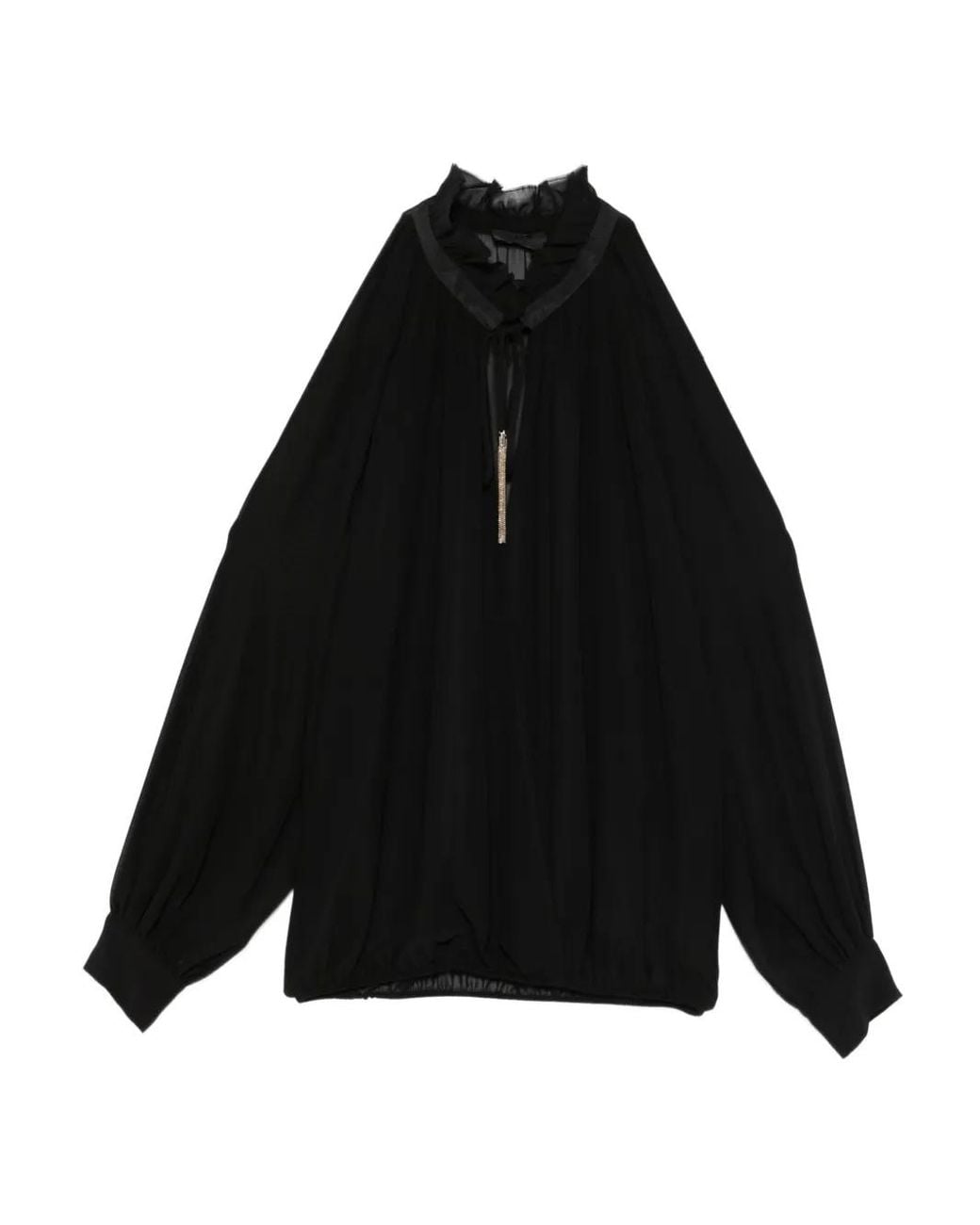 Liu Jo Black Long Sleeves Tassel Blouse