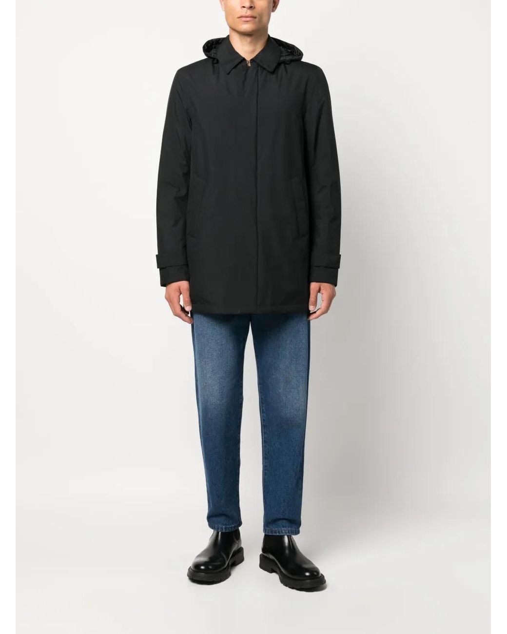Herno Black Padded Jacket With Detachable Hood For for men