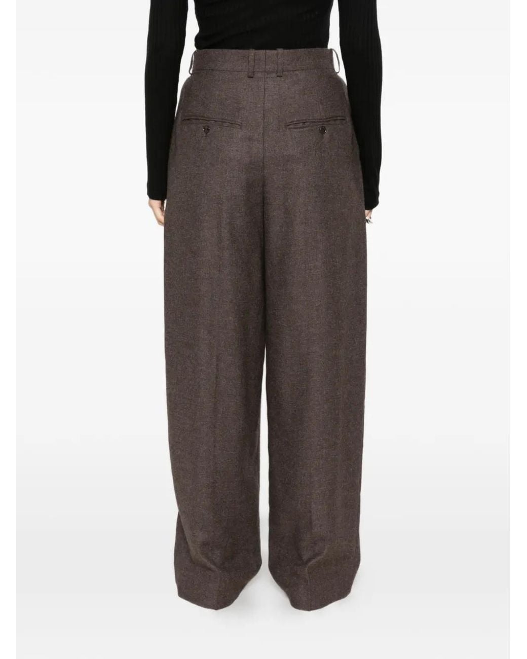 Totême  Gray High-Waisted Wide-Leg Trousers