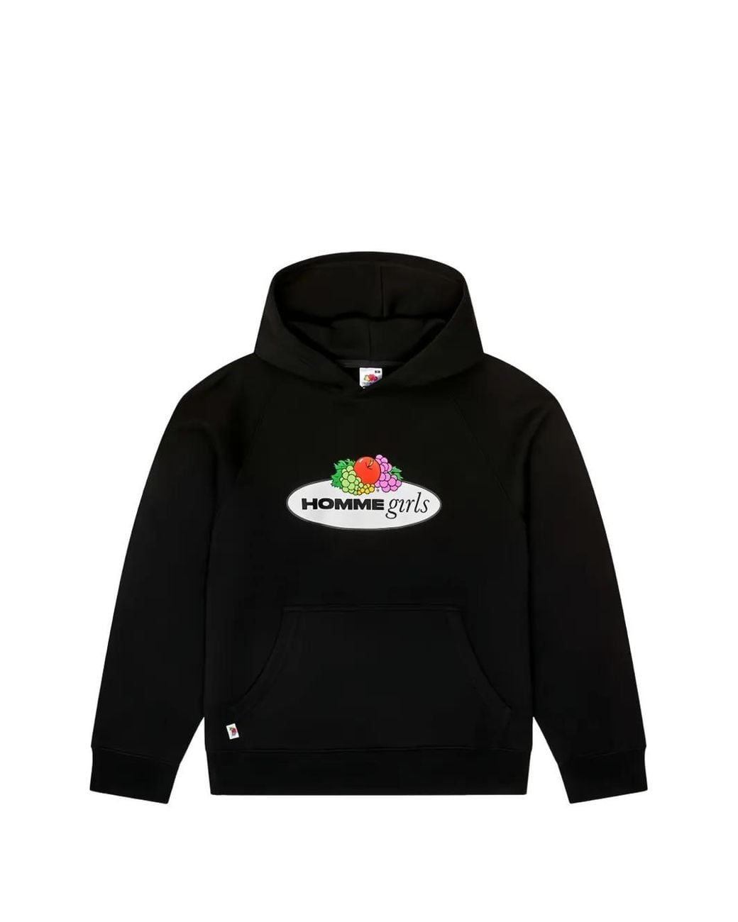 HOMMEGIRLS Black X Fruit Of The Loom Logo-Print Raglan-Sleeve Hoodie
