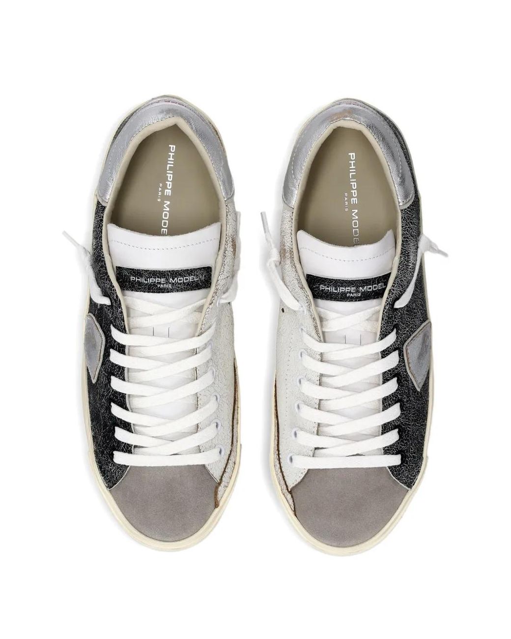 Philippe Model White Prsx Low Metallic Panel Sneakers for men