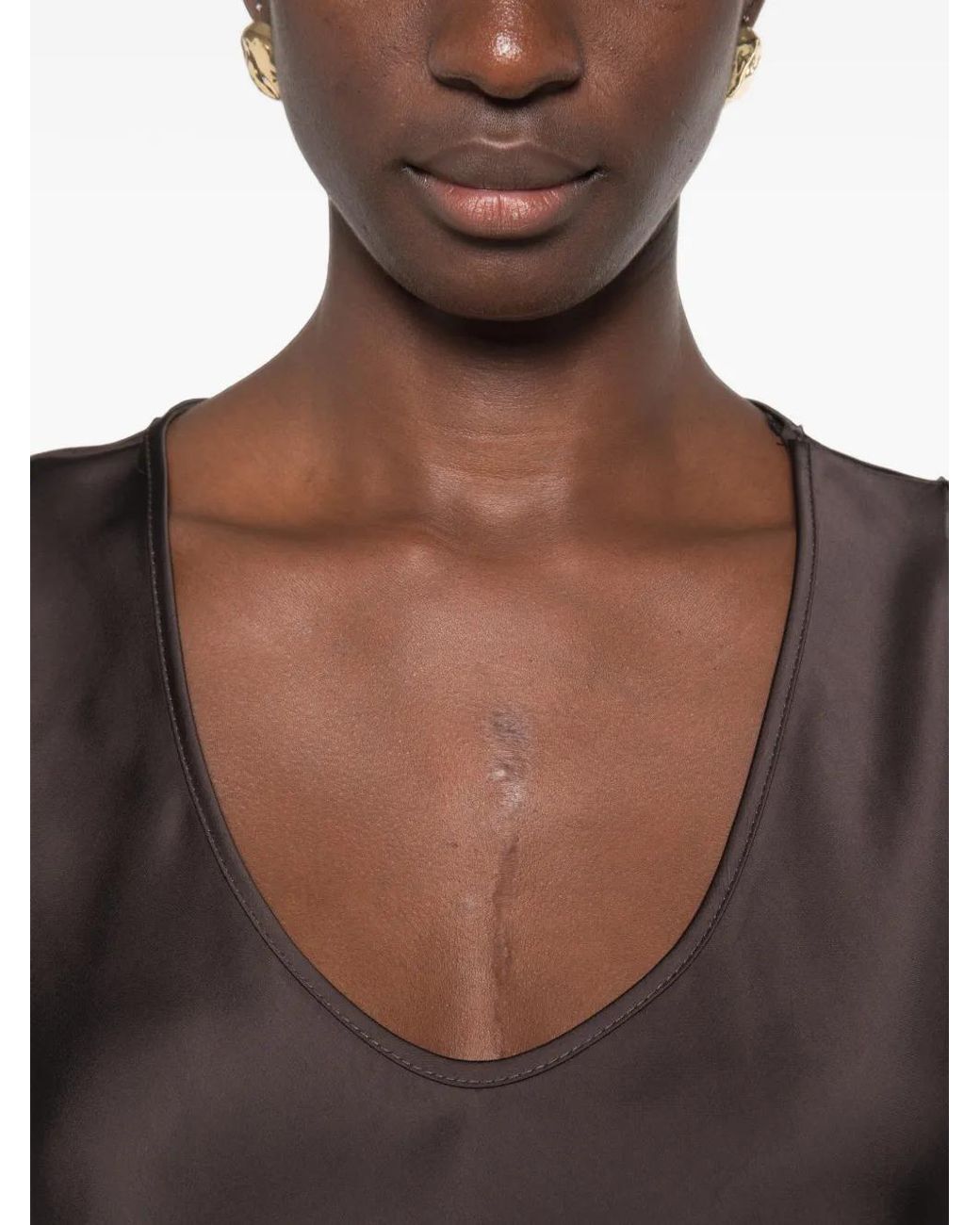 Imperial Brown Satin-Finish Scoop-Neck Tank Top