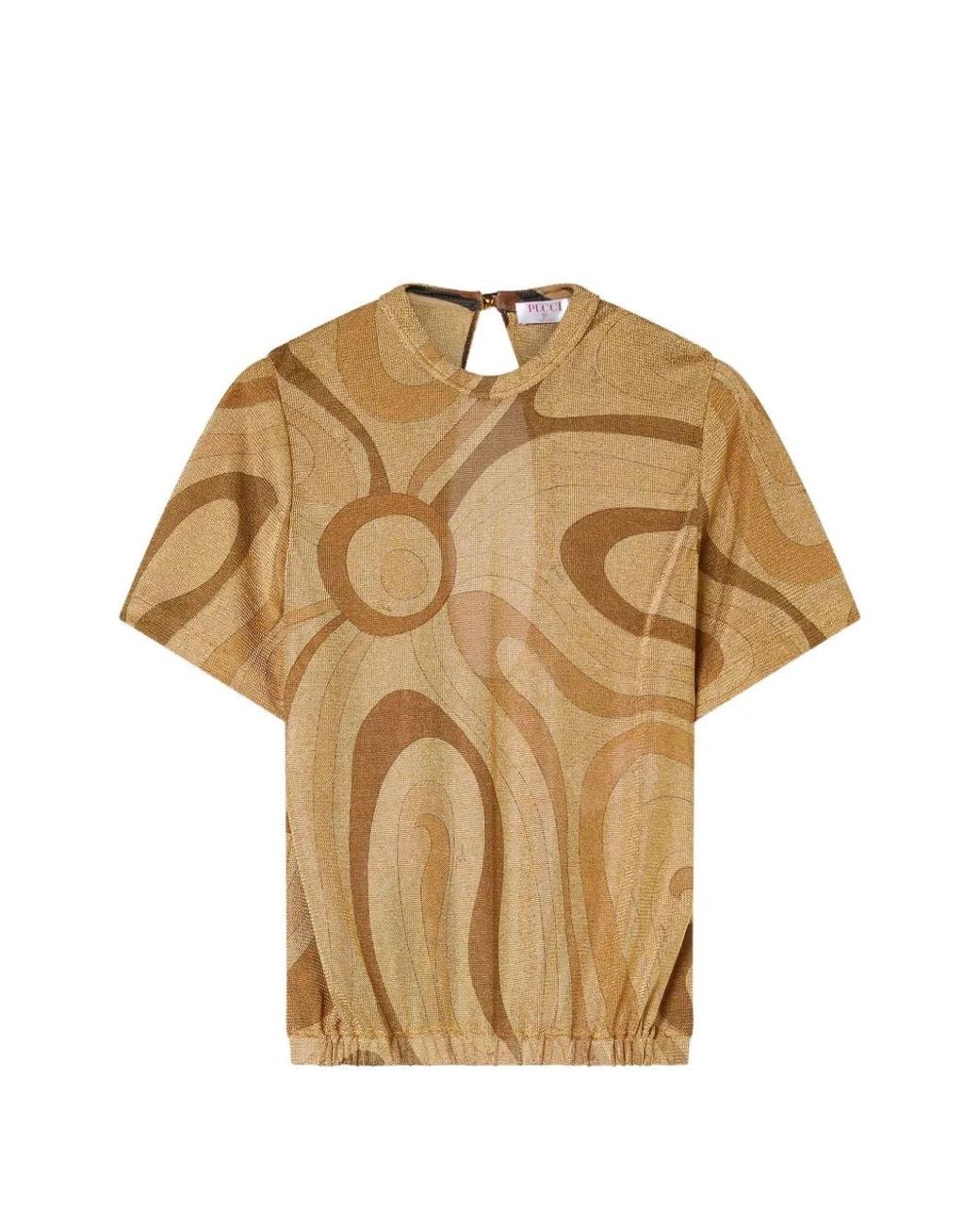 Emilio Pucci Natural Marmo-Print Voile Top