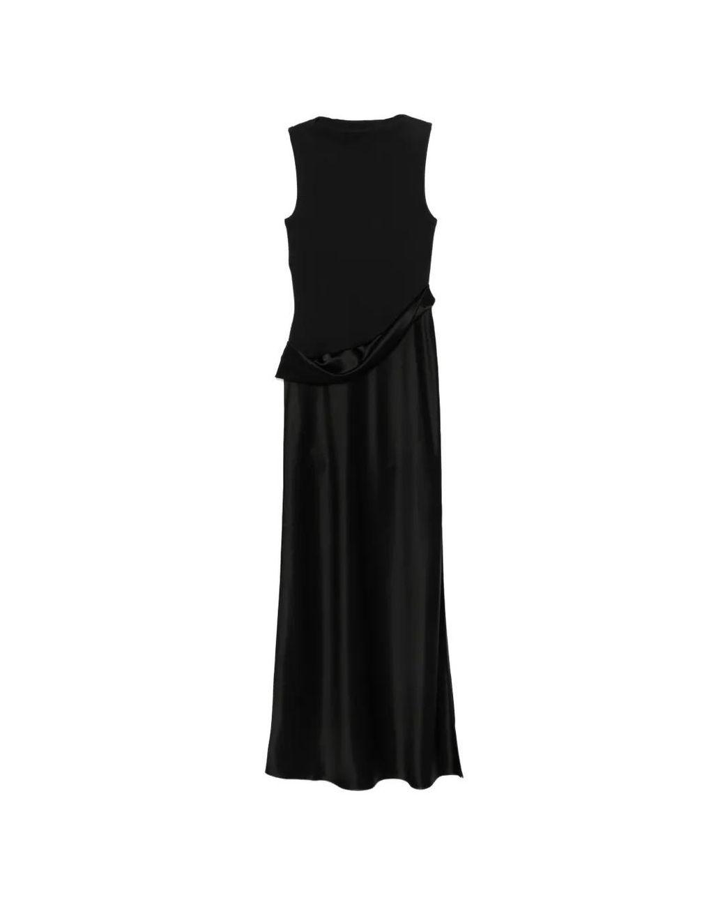 Nanushka Black Robe Longue À Design Drapé