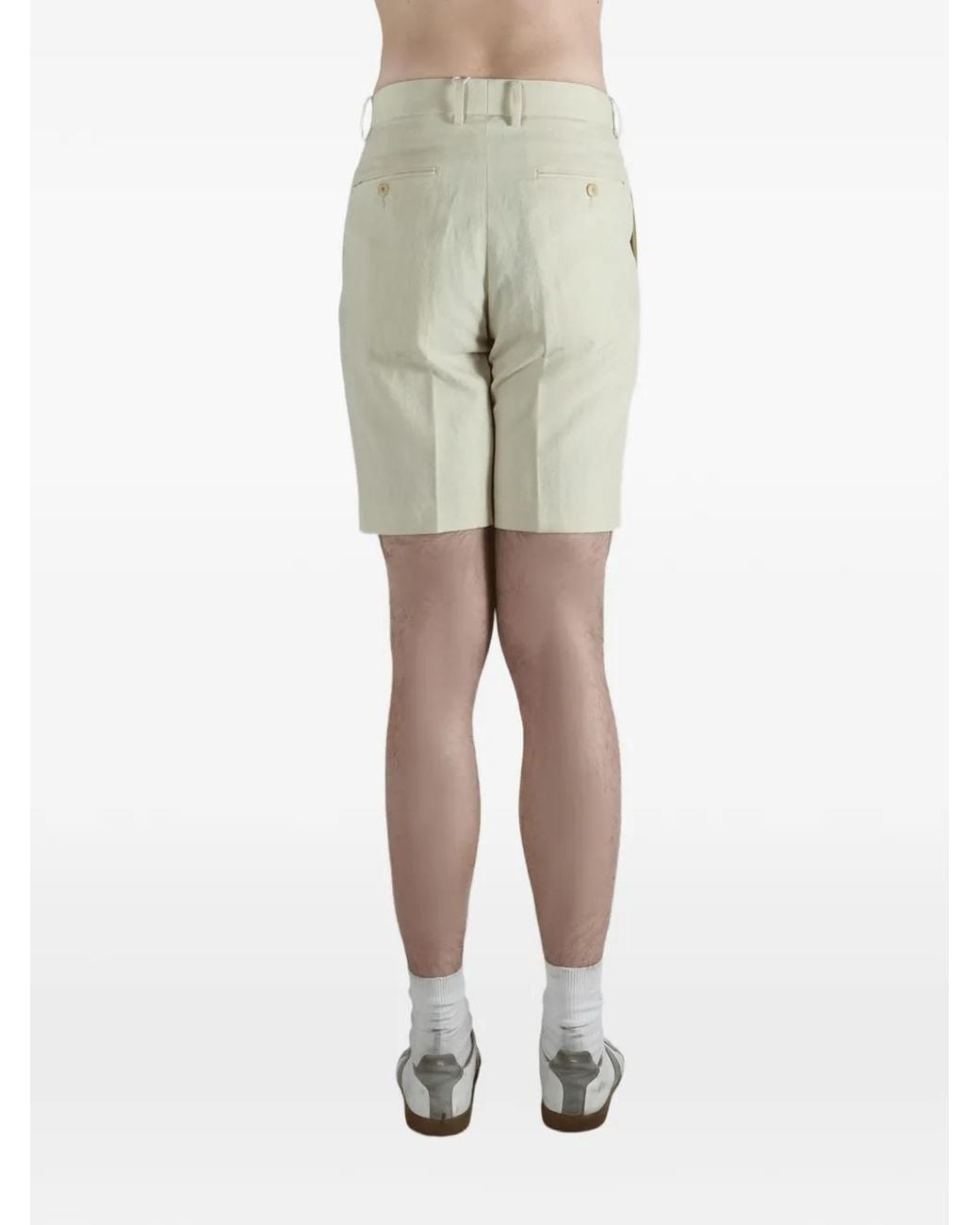 Auralee White Pleated Chino Shorts for men