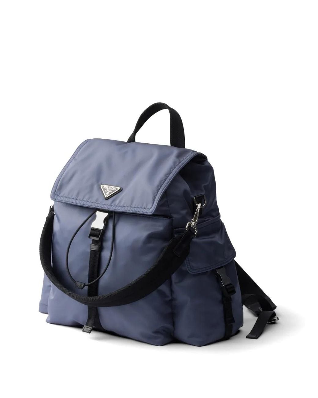 Prada Blue Explore Re-Nylon And Leather Backpack for men