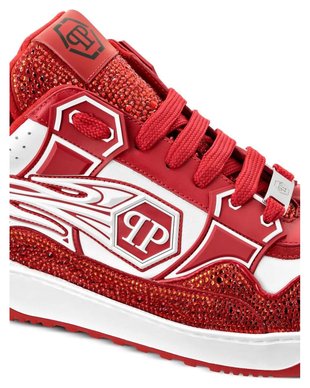 Philipp Plein Red Leather Low-Top Sneakers Moon Walker for men