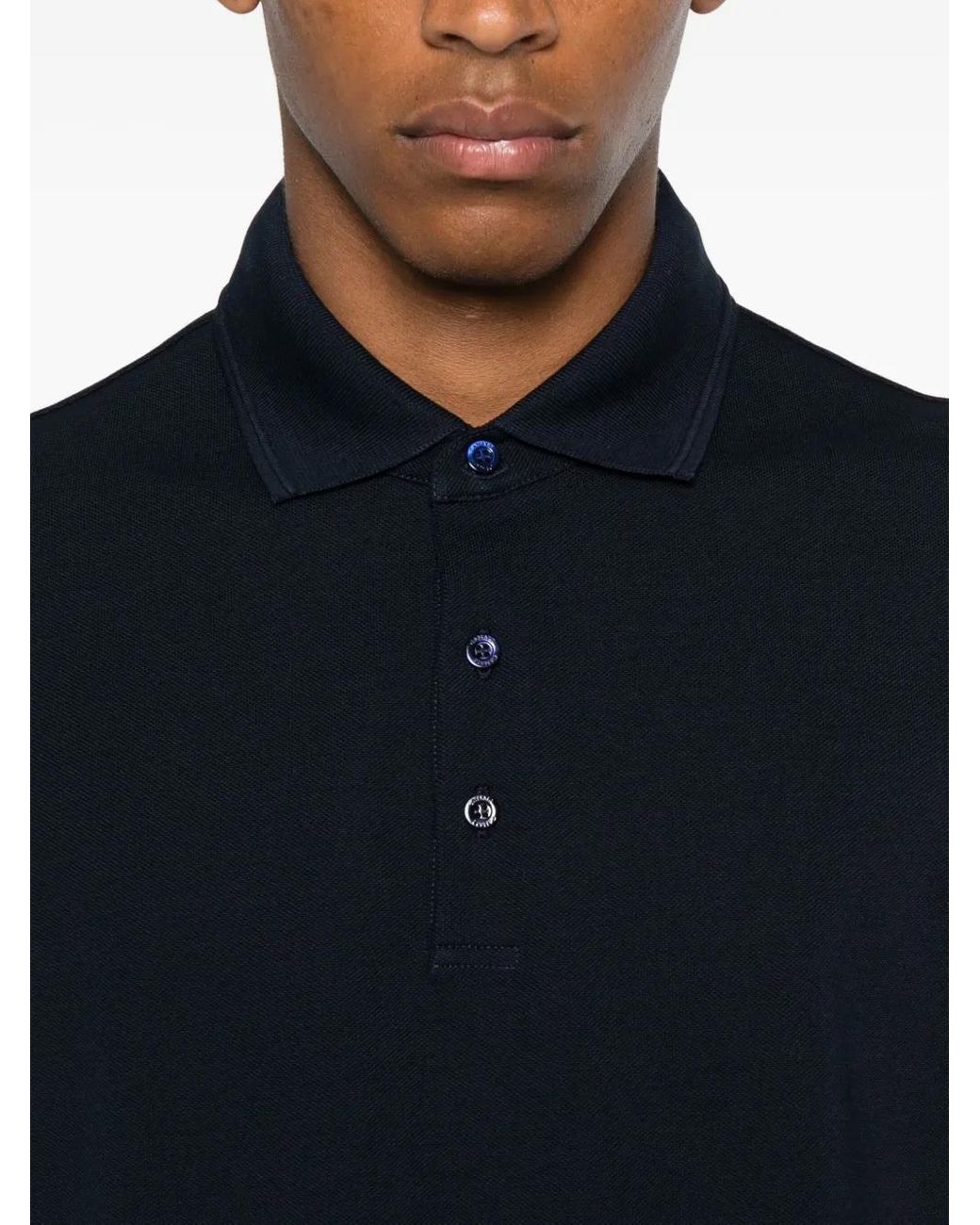 Canali Black Cotton Polo Shirt for men