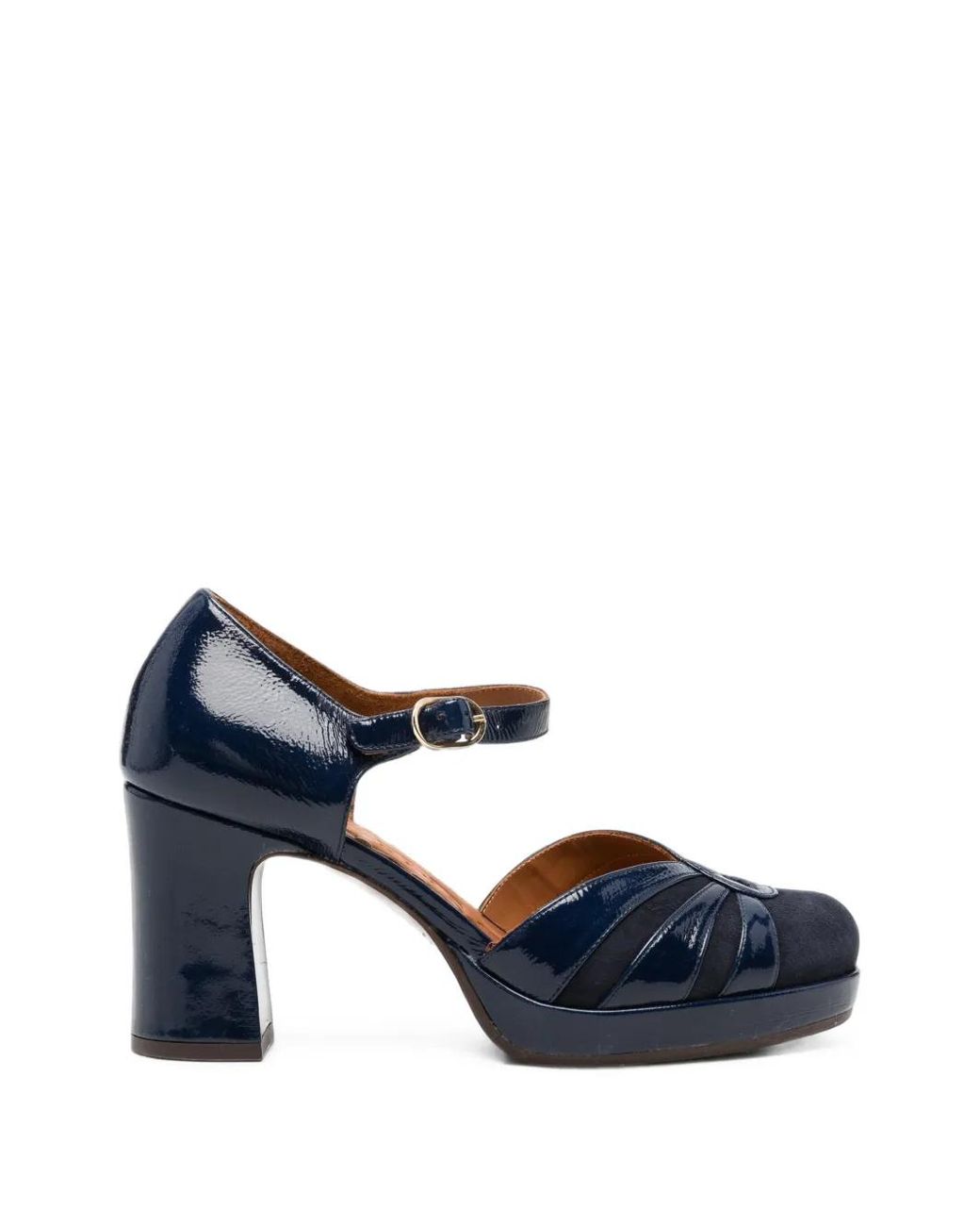 Chie Mihara Blue Patent-Finish Mary Jane Pumps