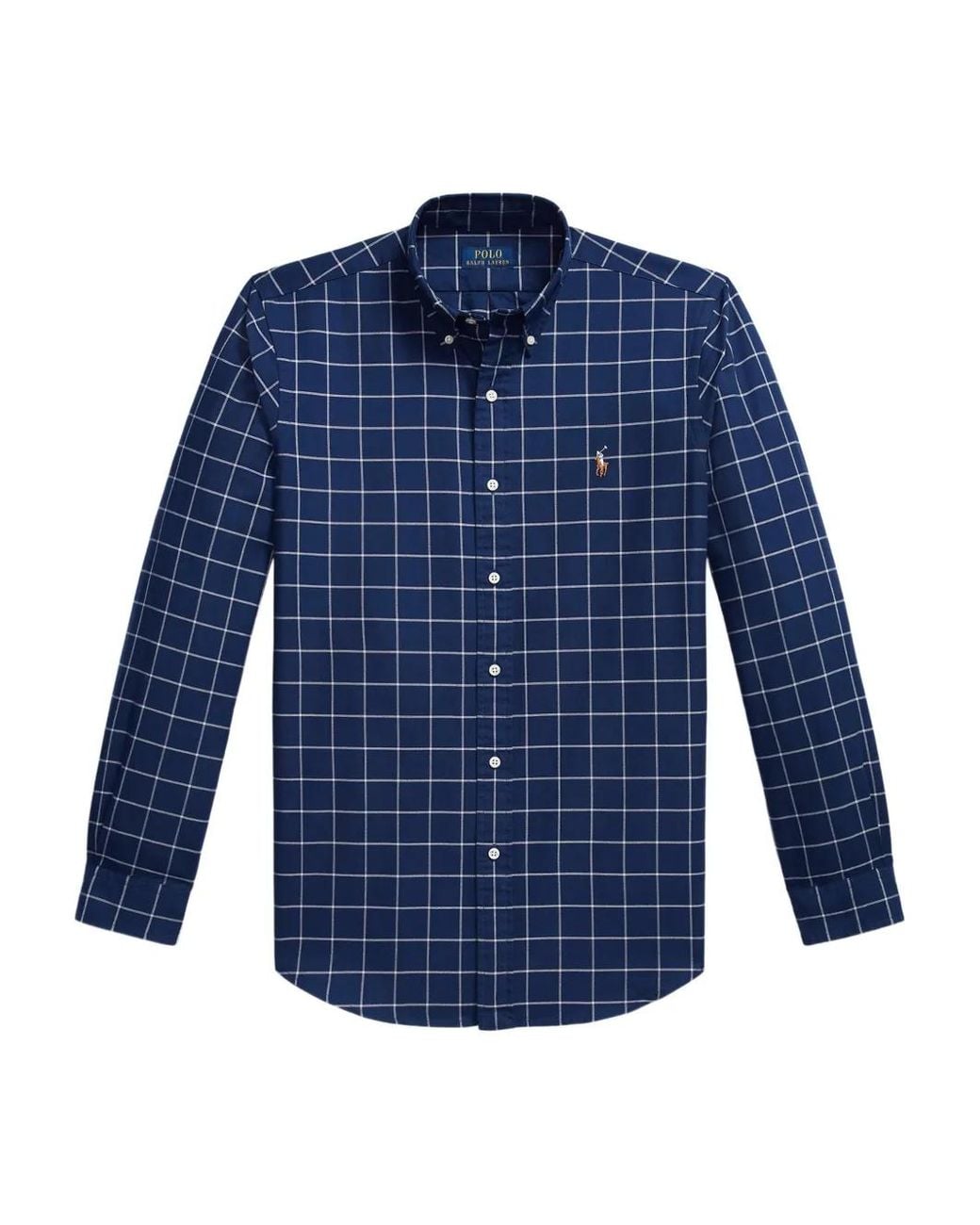 Polo Ralph Lauren Blue Logo-Embroidered Oxford Shirt for men