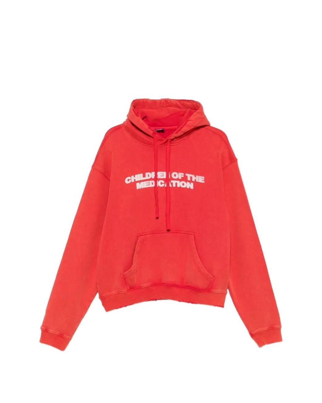 DAGGER Red Slogan-Print Distressed Hoodie for men