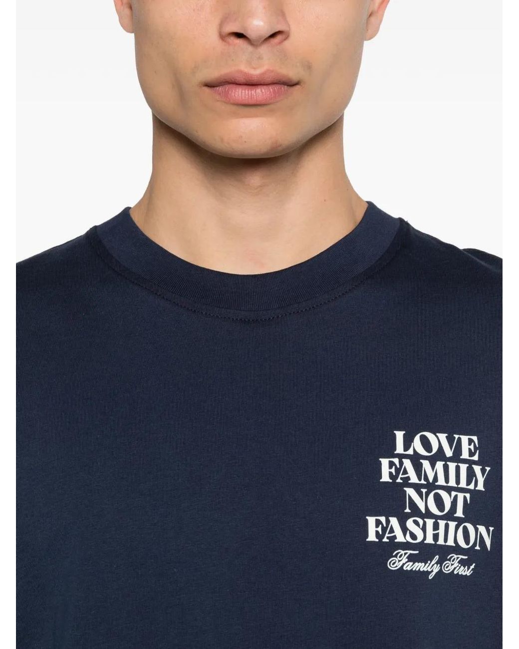 FAMILY FIRST Blue Short-Sleeve Lettering T-Shirt for men