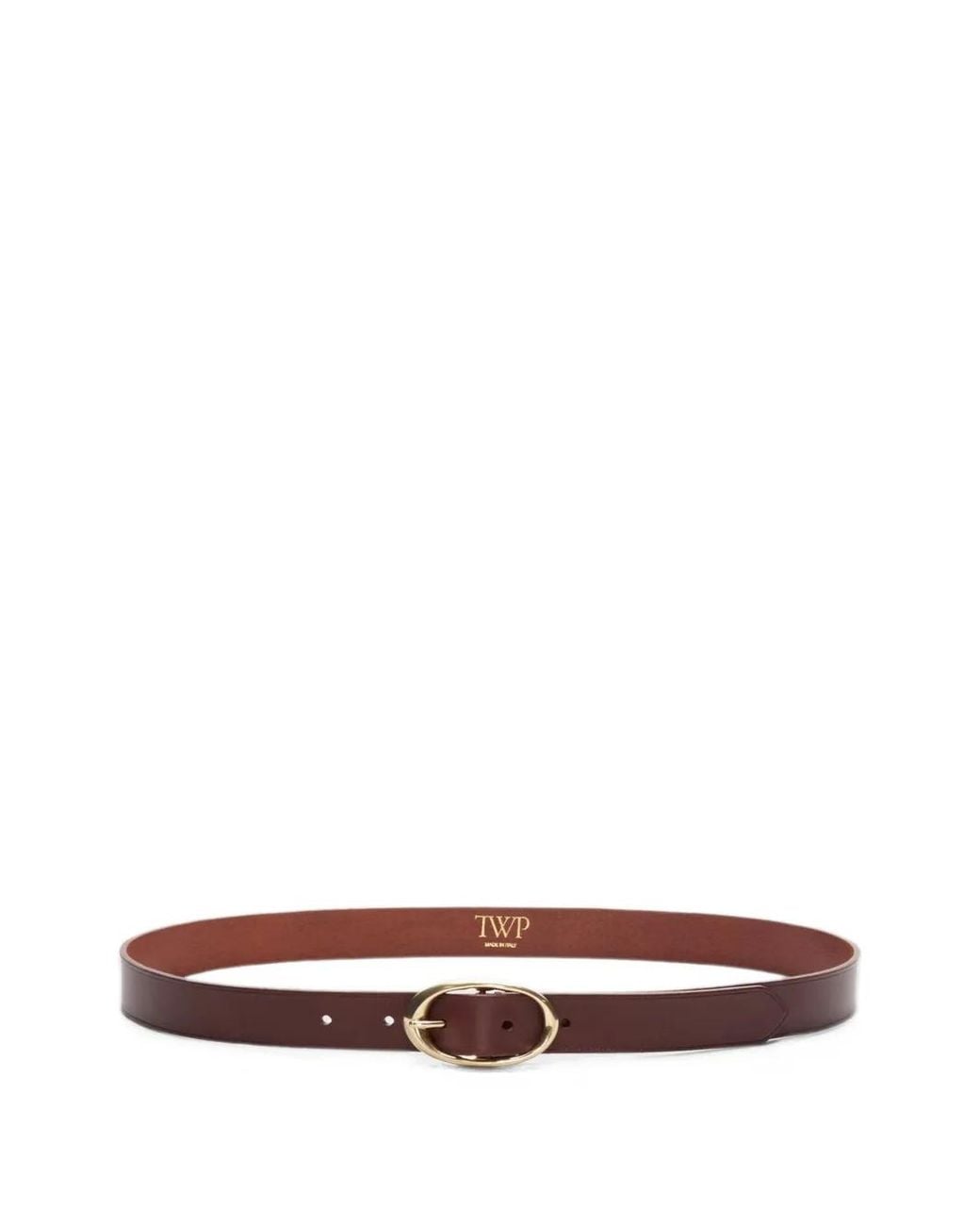 Twp White Narrow Oval-Buckle Leather Belt