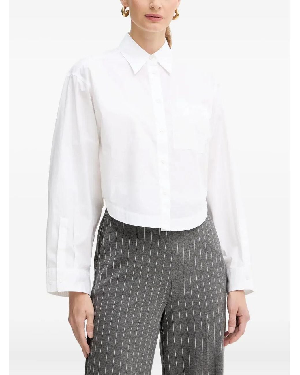 Boss White Pocket Long-Sleeve Shirt