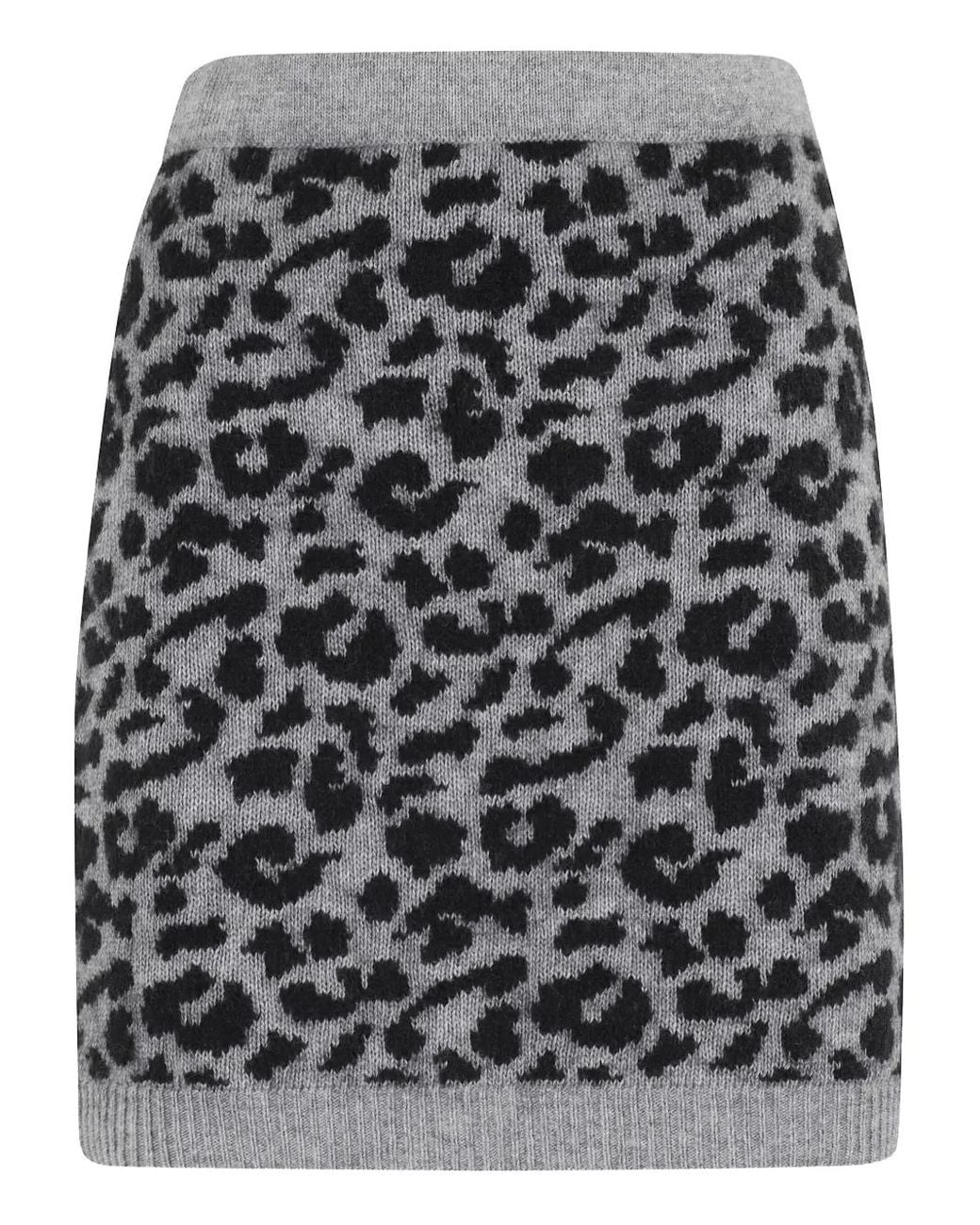 FEDERICA TOSI Gray Leopard-Print Knit Mini Skirt