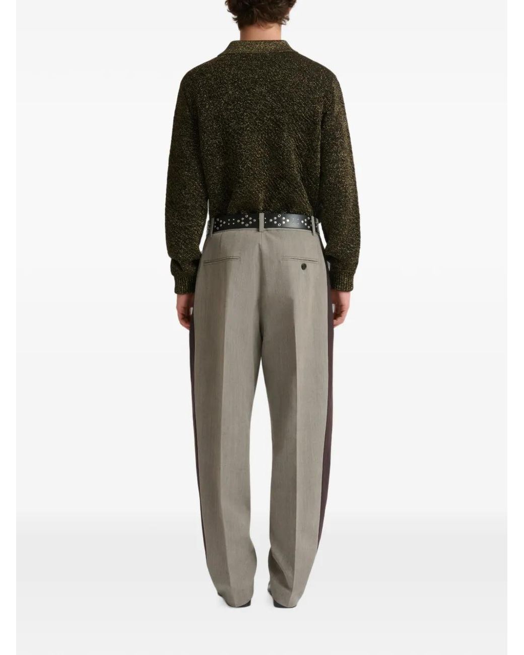 Marni Brown Wool Pants With Contrast Side Bands for men