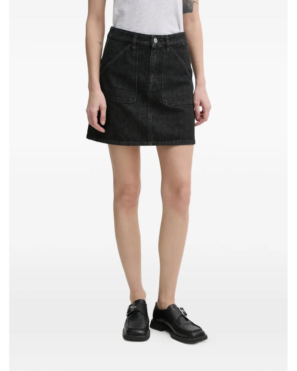 Filippa K Black Logo-Patch Mini Skirt