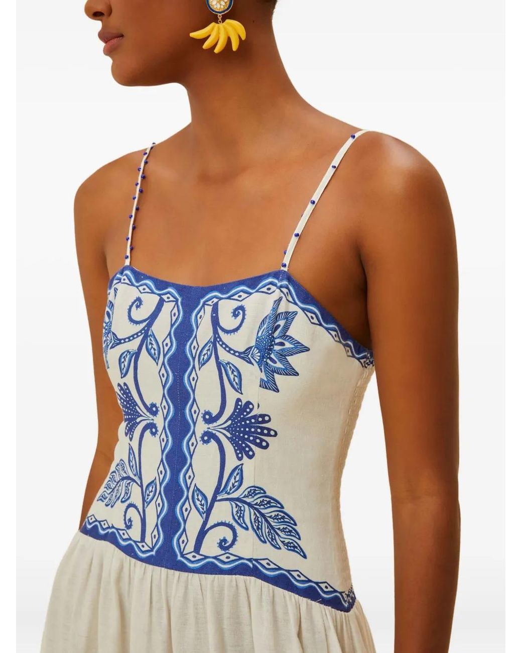 chinese dress ladies Farm Rio Women's Seashell Tapestry Tiered Midi Dress