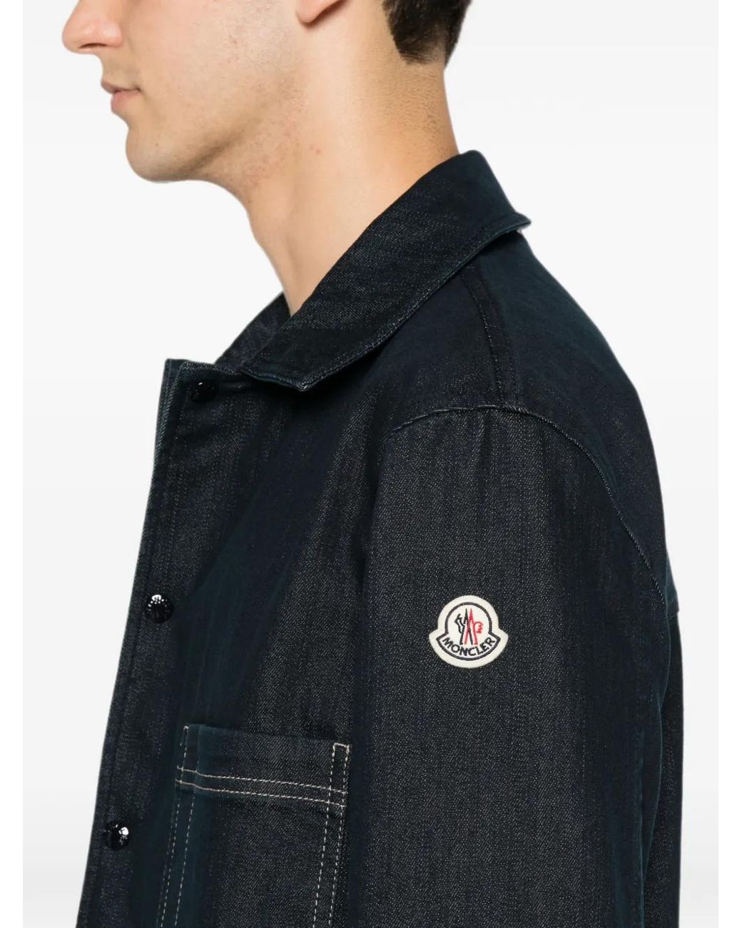 Moncler Blue Patch-Pocket Denim Jacket for men