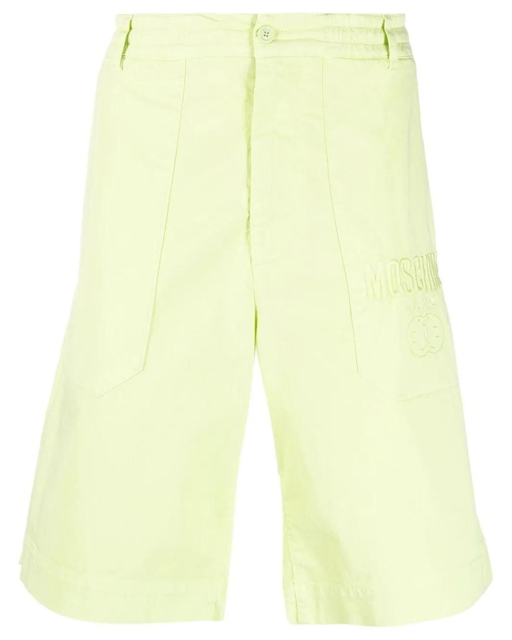 Moschino Yellow Embroidered-Logo Detail Shorts for men
