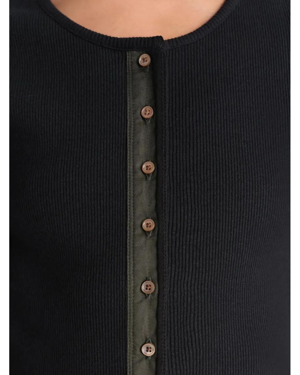 Lemaire Black Cotton And Linen T-Shirt