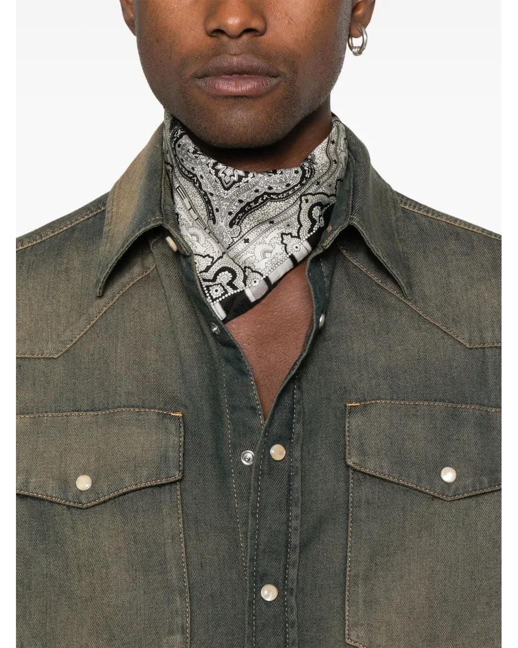 Palm Angels Green Palm Print Shirt for men