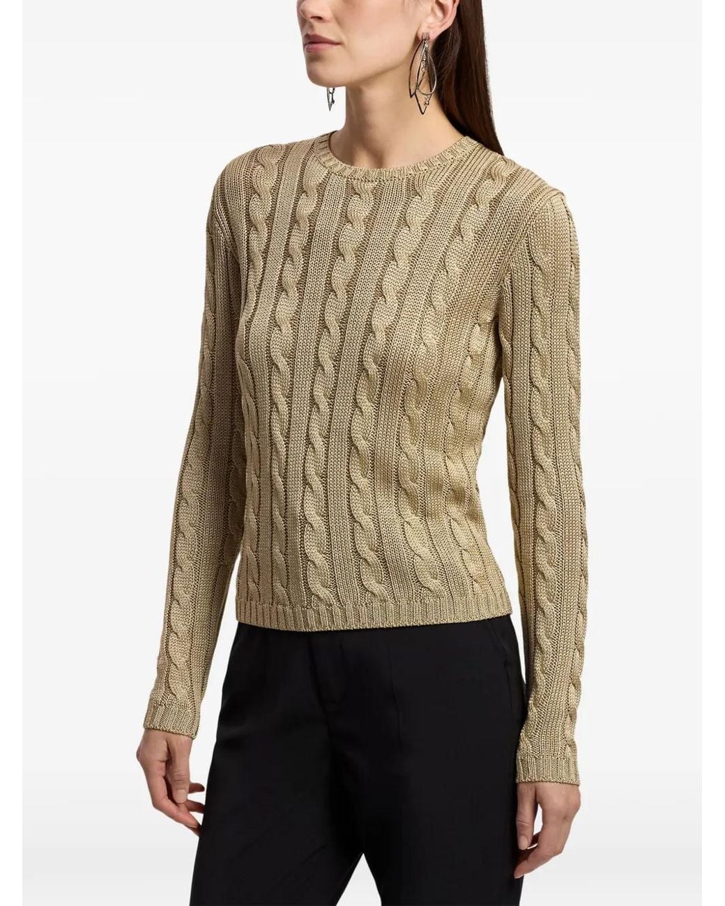Ralph Lauren Multicolor Cable-Knit Crew-Neck Sweater