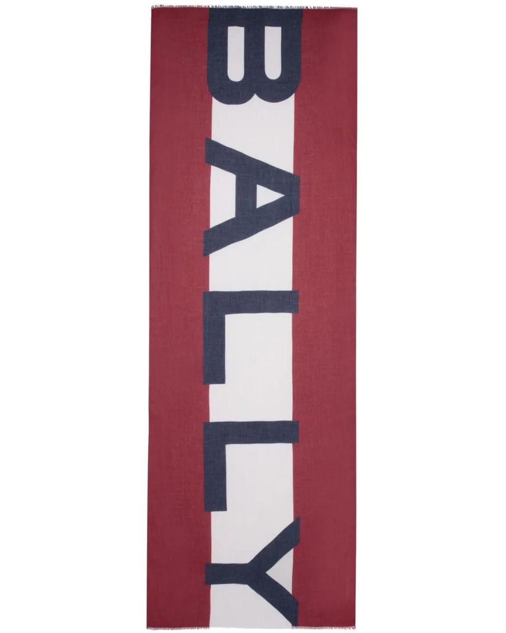 Bally Red Logo-Intarsia Frayed Scarf for men