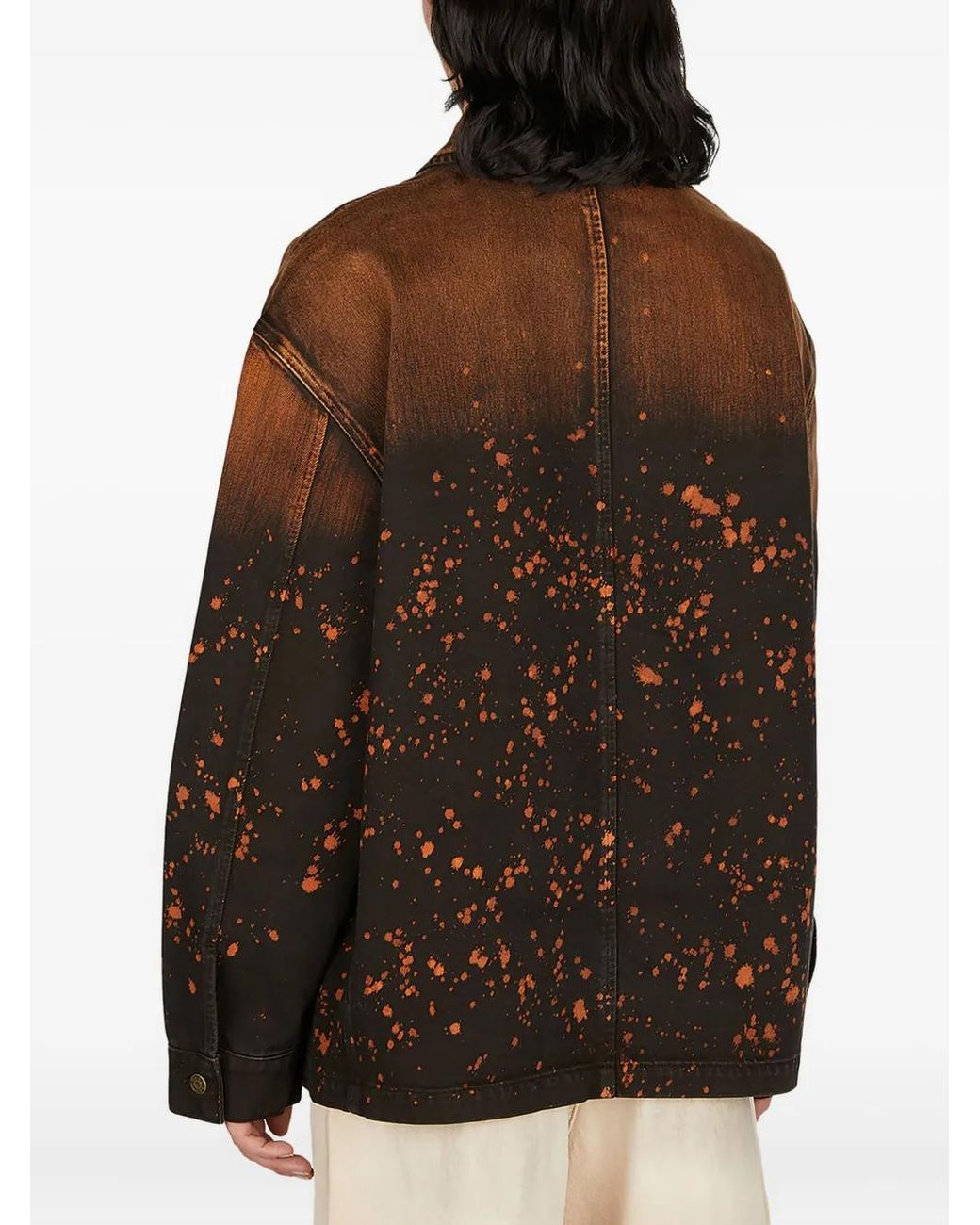 Guess Black Paint Splatter-Print Denim Jacket for men