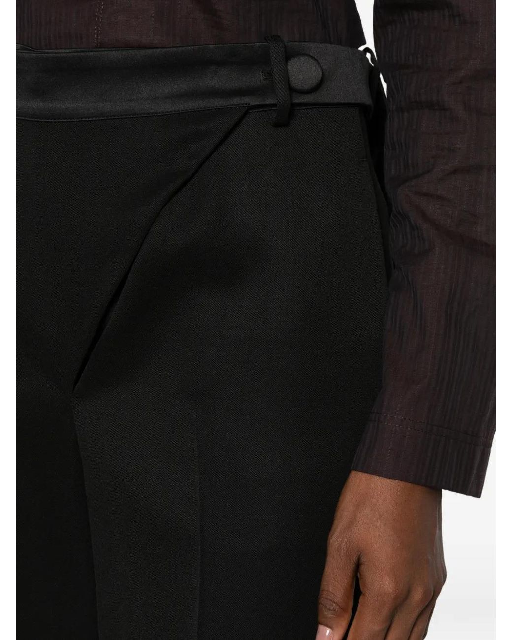 The Attico Black Pantalon À Détail Portefeuille En Laine À Empiècements