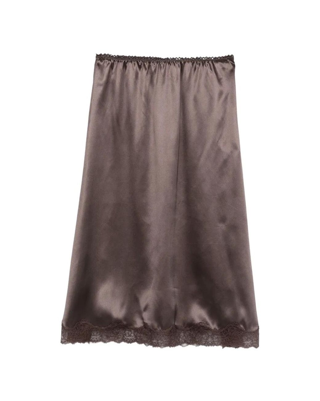 Magda Butrym Brown Lace-Trim Midi Skirt