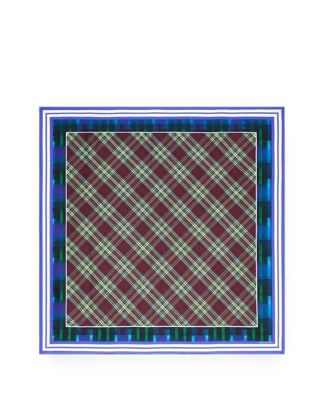 Dries Van Noten Blue Silk Square Scarf