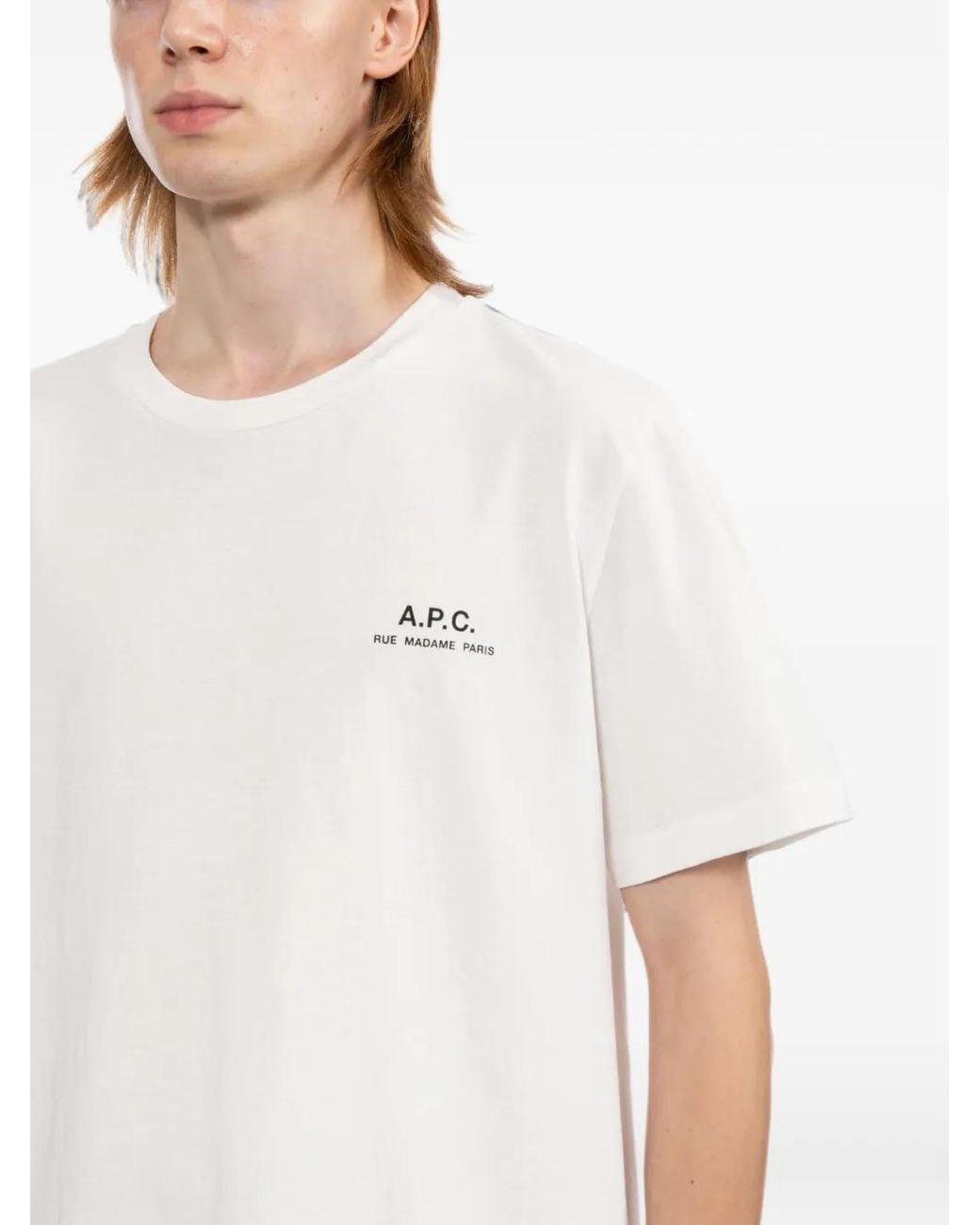 A.P.C. White Rue Madame Logo T-Shirt for men