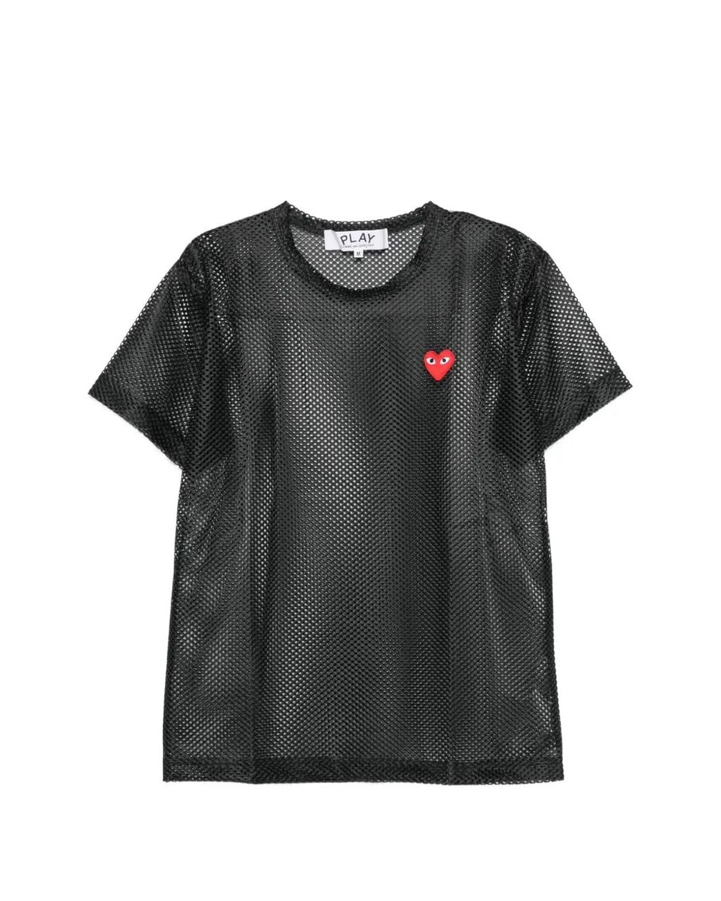COMME DES GARÇONS PLAY Black T-Shirt À Patch Cœur En Mesh