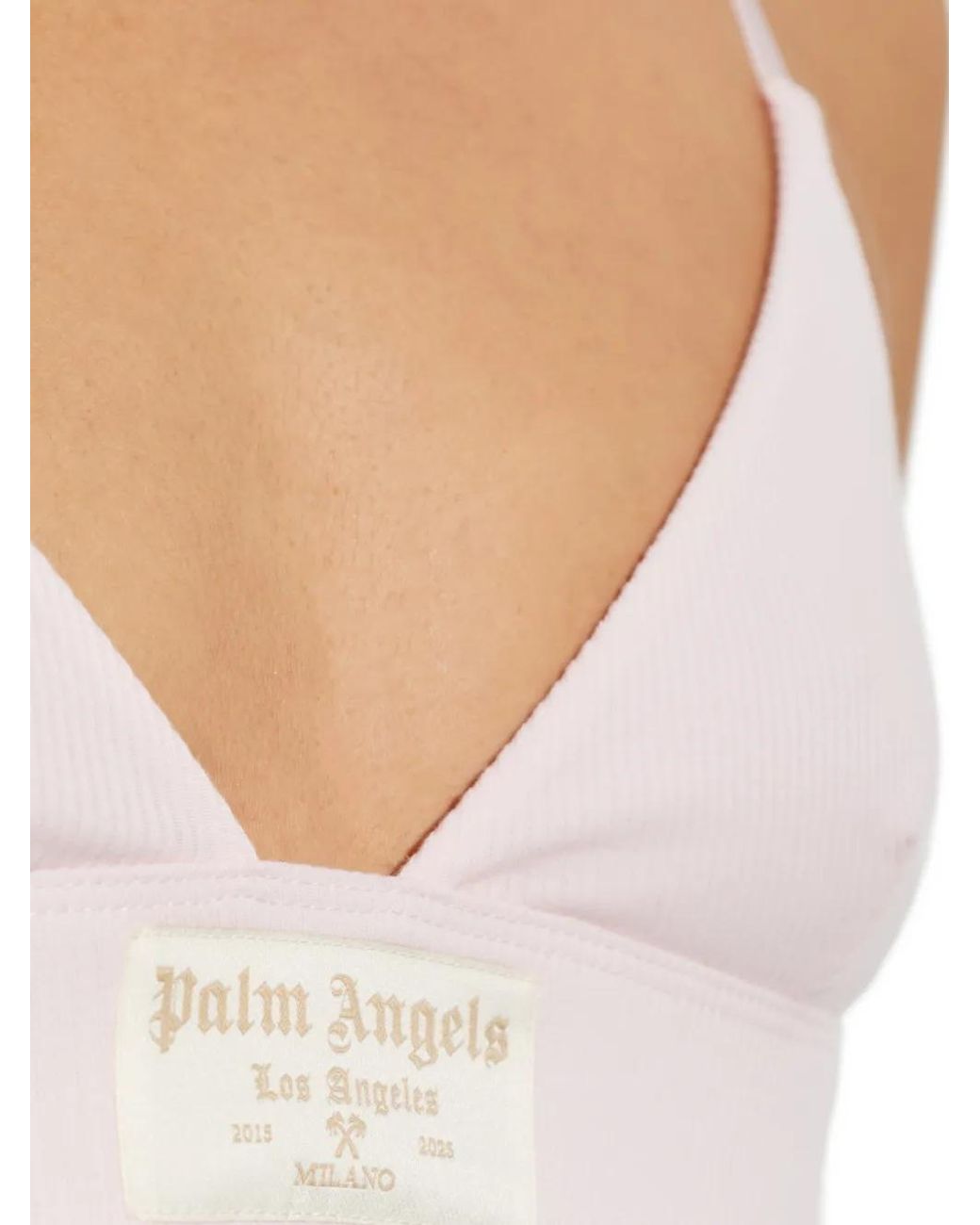 Palm Angels Natural Ribbed-Knit Triangle Bra