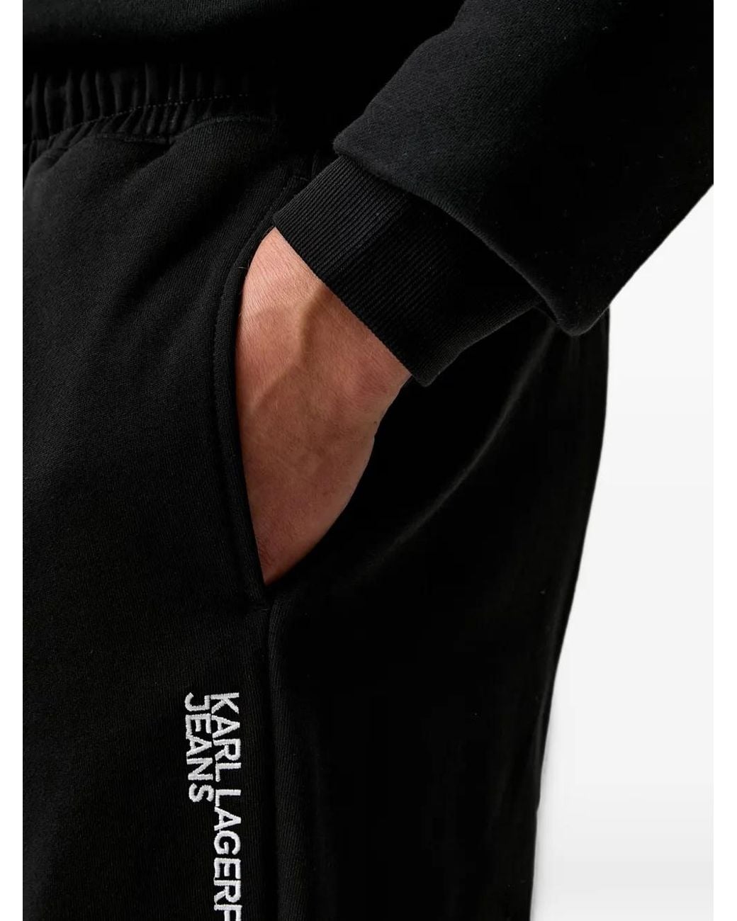 Karl Lagerfeld Black Pantalon De Jogging À Logo Imprimé Et Lien De Resserrage for men