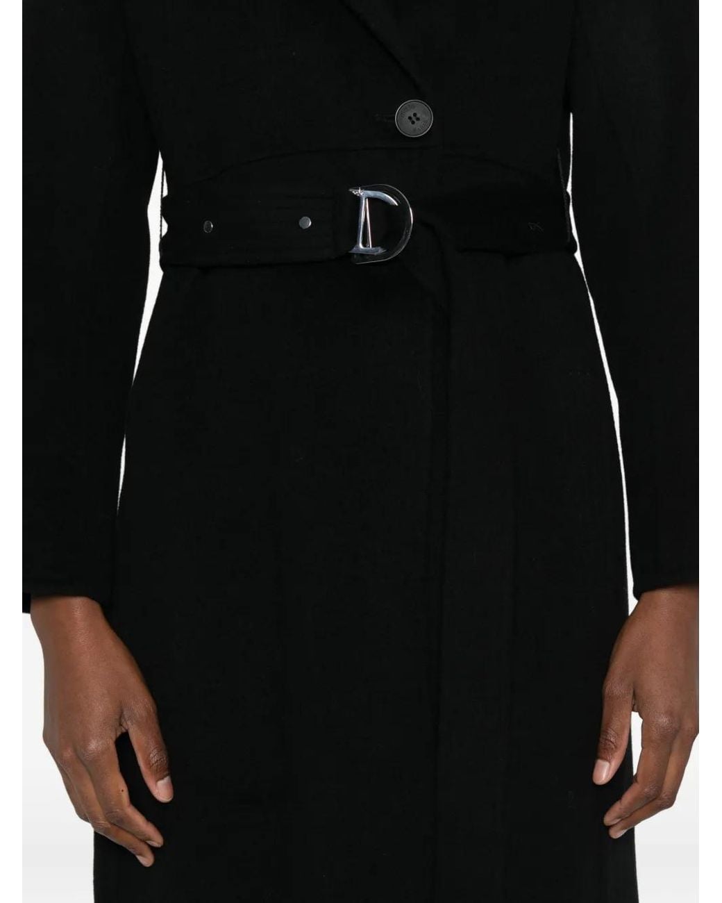 Maje Black Double-Faced Coat With Removable Collar