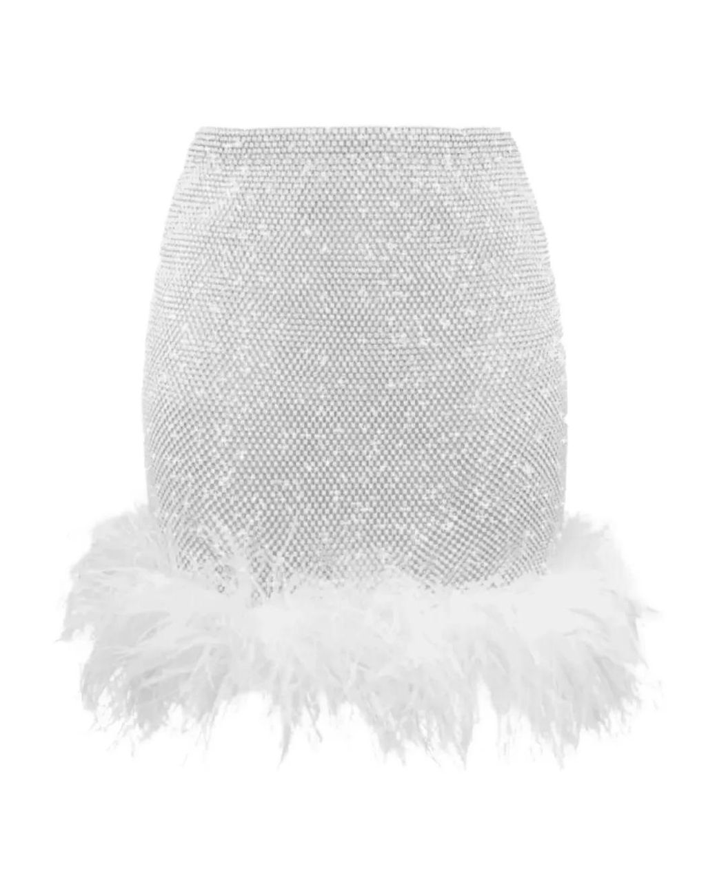 Santa Brands White Feather-Trim Miniskirt
