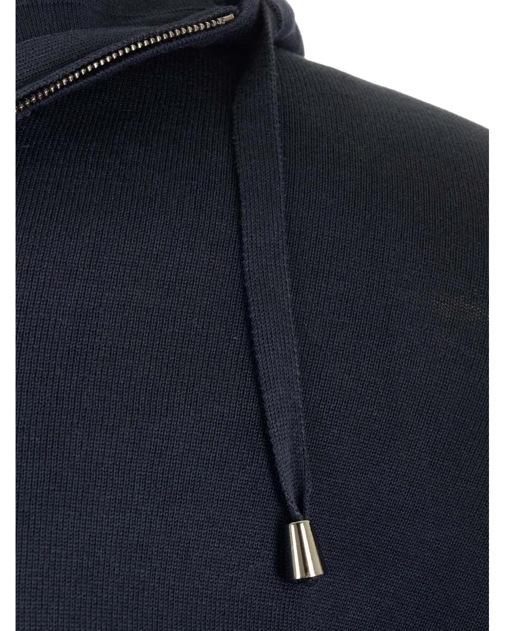 Al Duca D'aosta Blue Zip-Up Drawstring Hoodie for men