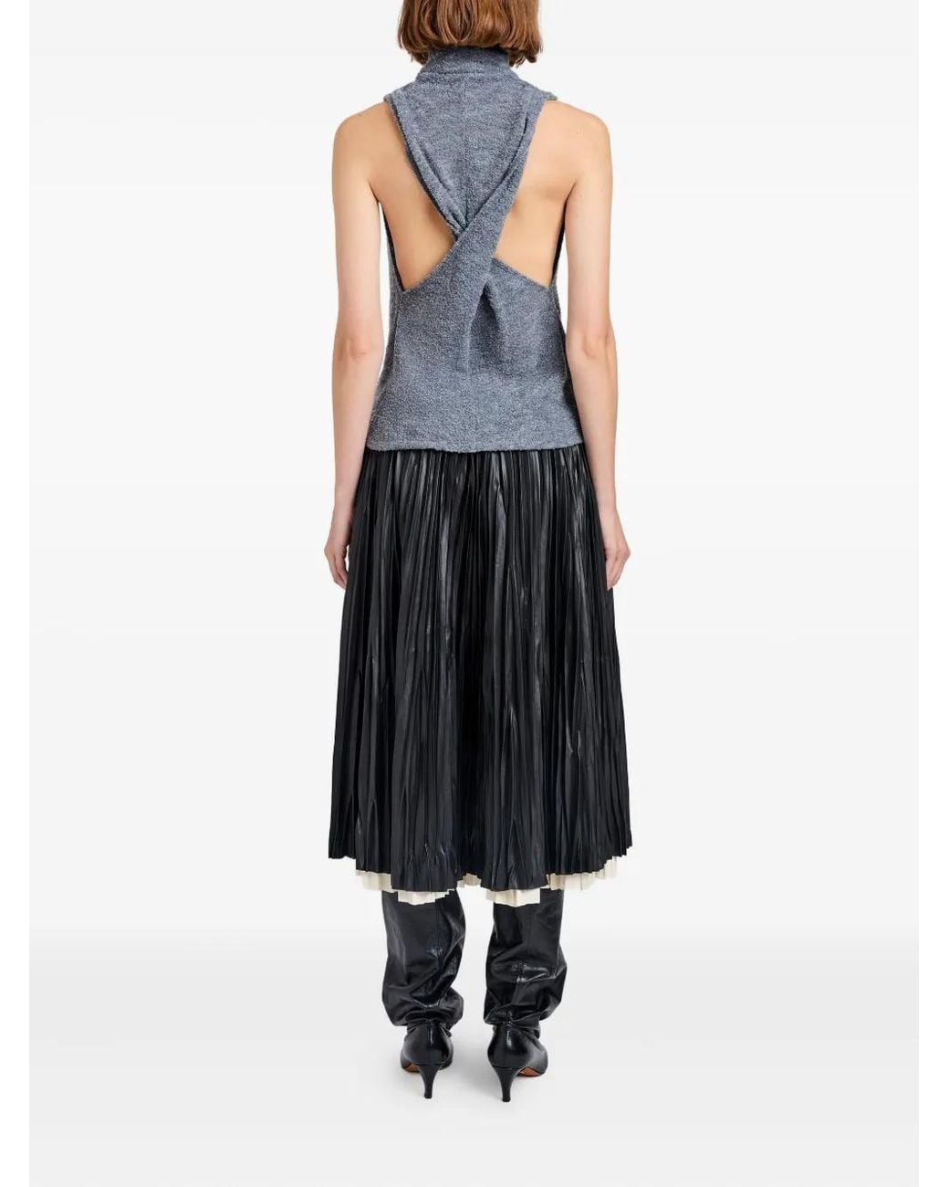 Proenza Schouler Gray Cynthia Cowl-Effect Top