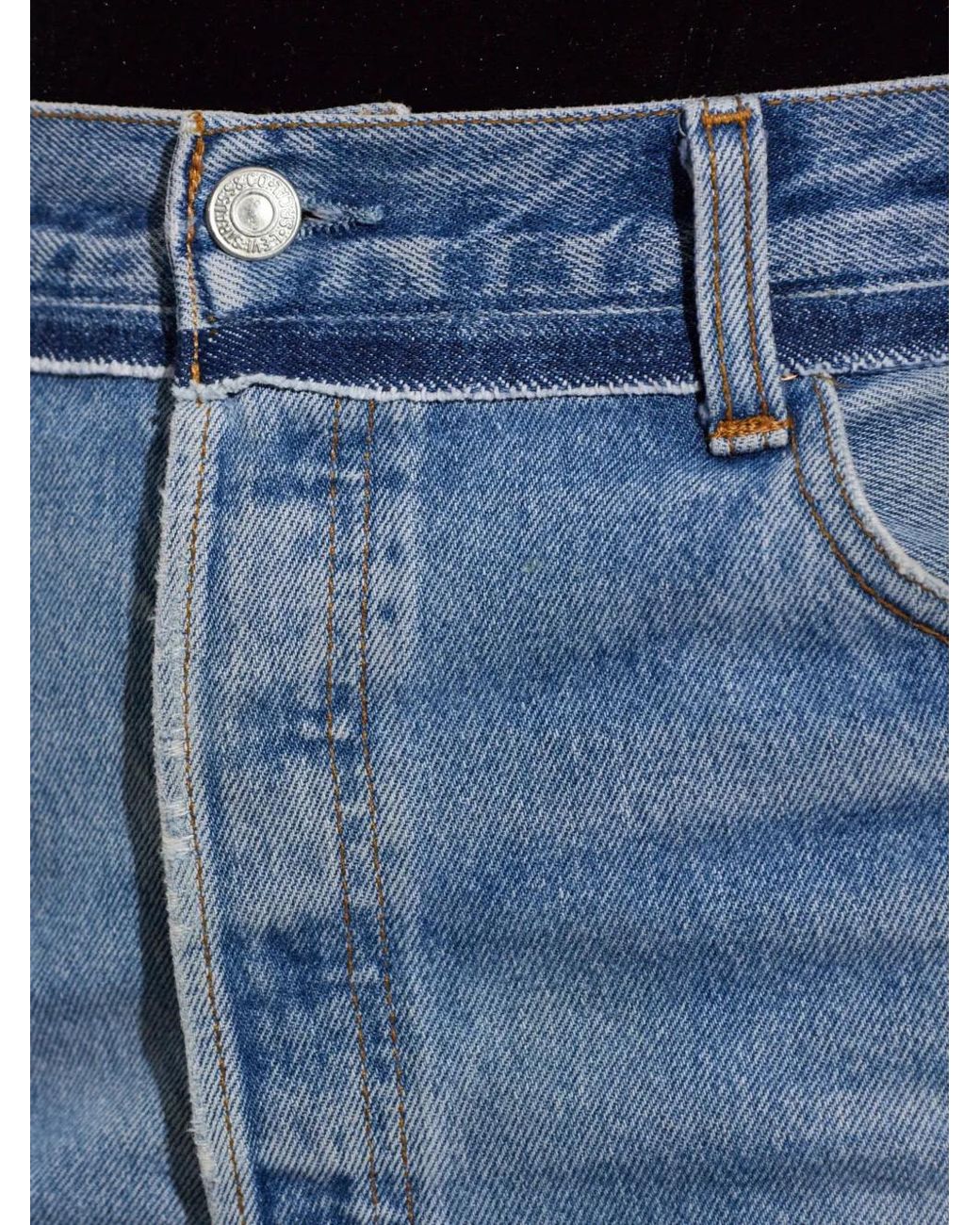 Vetements Blue Faded-Effect Raw-Cut Mini Skirt