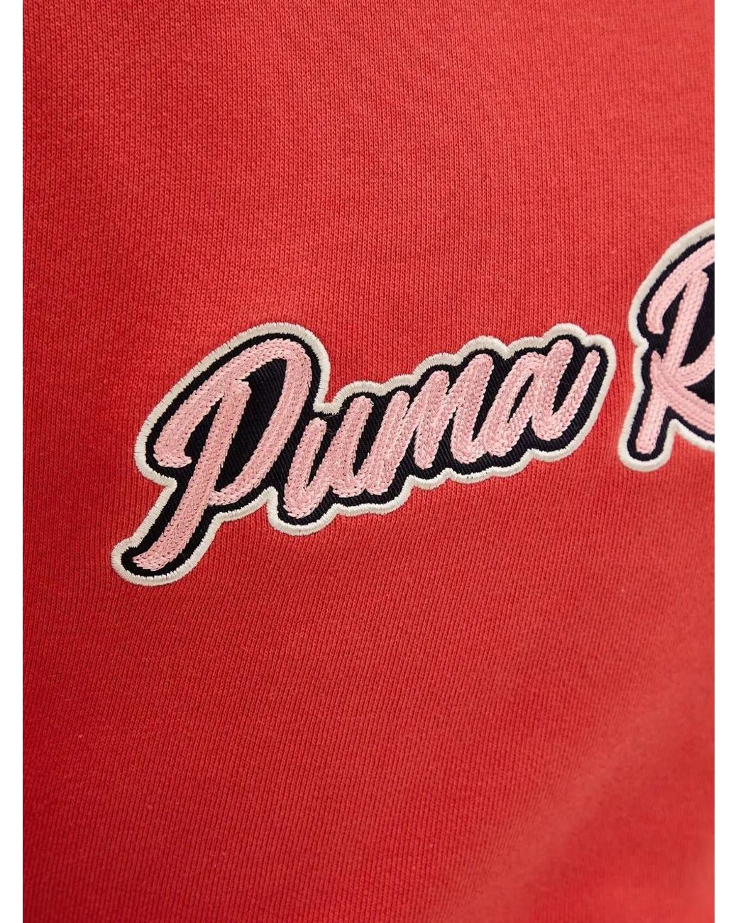 PUMA Red Hoodie Crop À Logo Brodé
