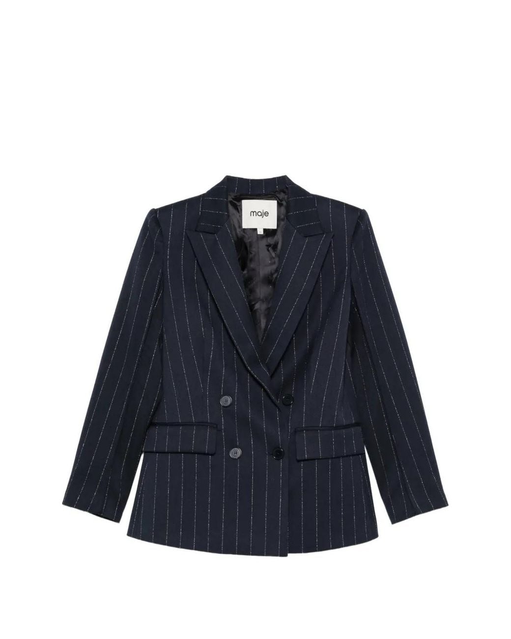 Maje Blue Double-Breasted Suit Jacket