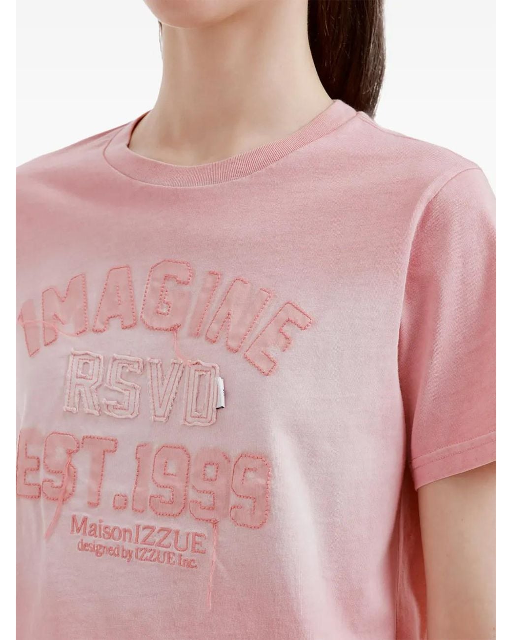 Izzue Pink Embroidered Cropped T-Shirt