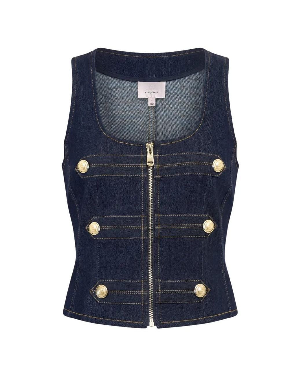 Cinq À Sept Blue Abbot Button-Detail Zip-Up Top