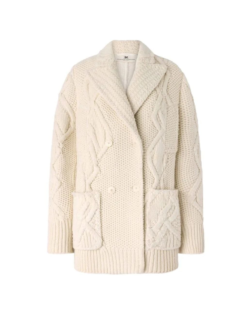 Ermanno Scervino White Cable-Knit Double-Breasted Cardigan Coat