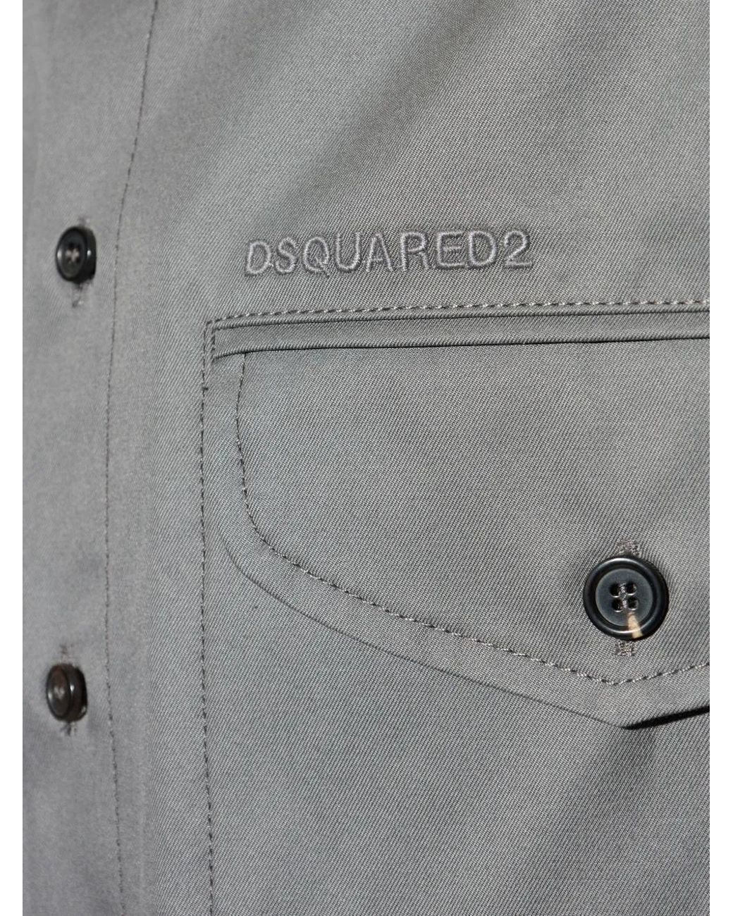 DSquared² Gray Double-Pocket Cotton Shirt for men